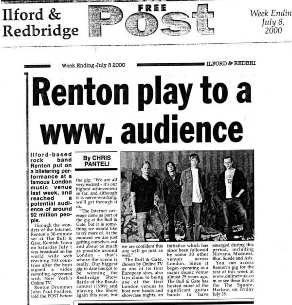 Renton news clipping for Bull & Gate Onlinetv.com broadcast